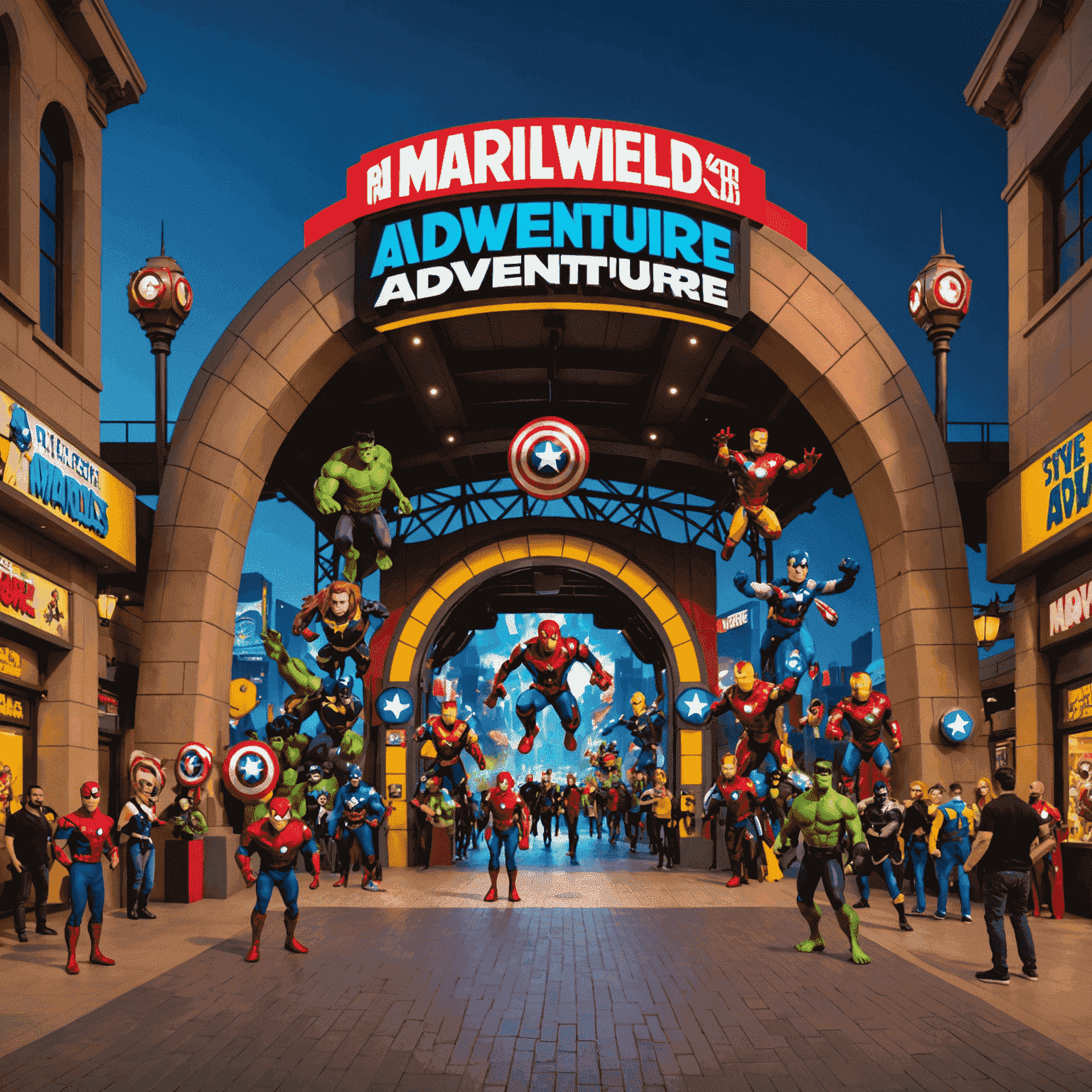 Entrance of IMG Worlds of Adventure with Marvel and Cartoon Network characters