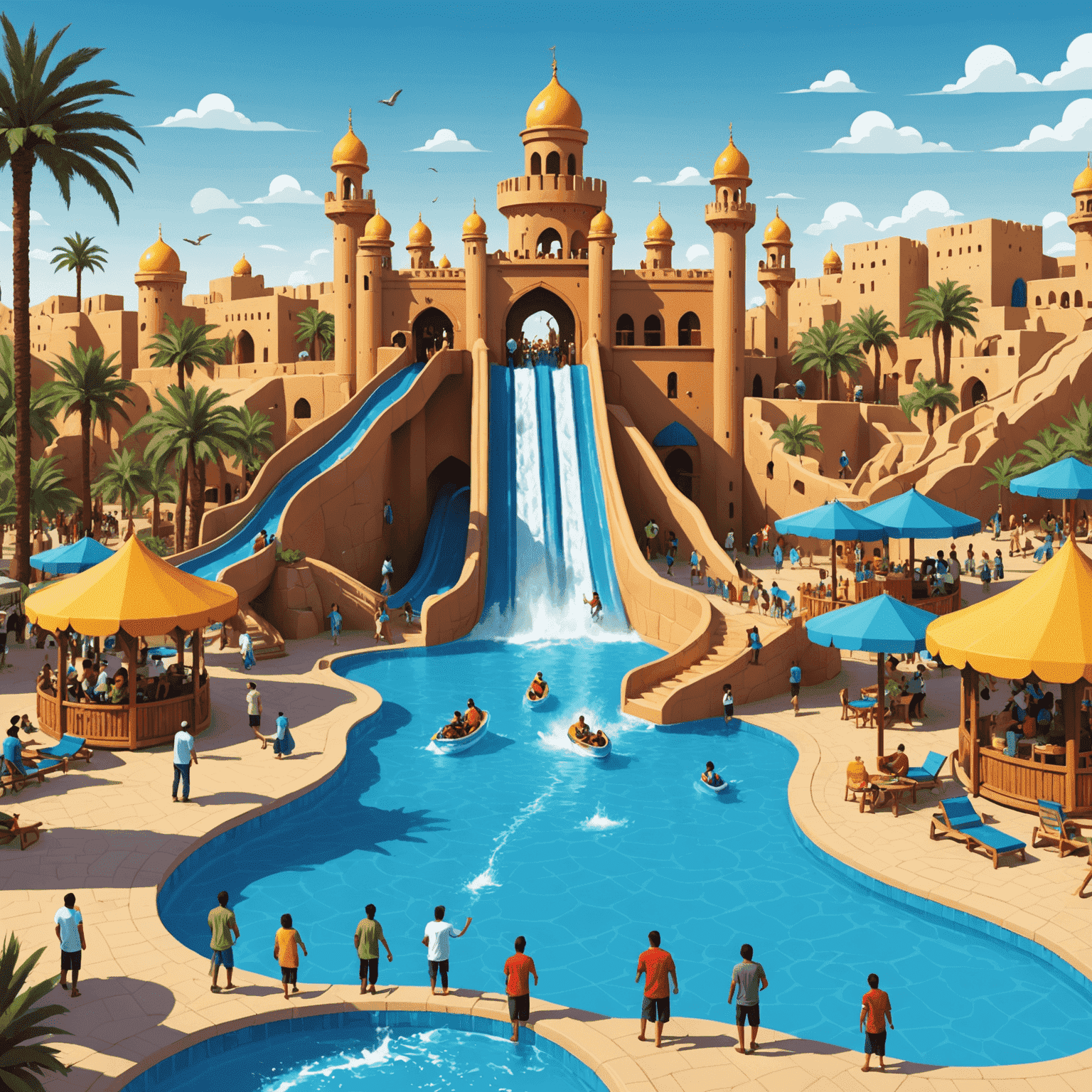 Spectacular Eid al-Fitr celebration at Wild Wadi Water Park, with water shows and festive decorations